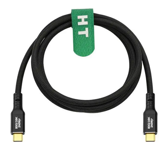 Alt view image 2 of 2 - USB Type-C to USB-C Braided Cable, 120Gbps Data, 240W Fast Charging, 8K for eGPU MacBook Pro/Max/Air ROG Alienware ThinkPad MSI Laptop Thunderbolt Phone Monitor, 1m