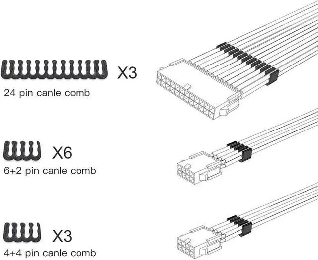 Alt view image 6 of 6 - KUNSR 4 Piece Kit 300mm ATX 24Pin PCI-E CPU PC Case DIY PSU Extension Cable(White)