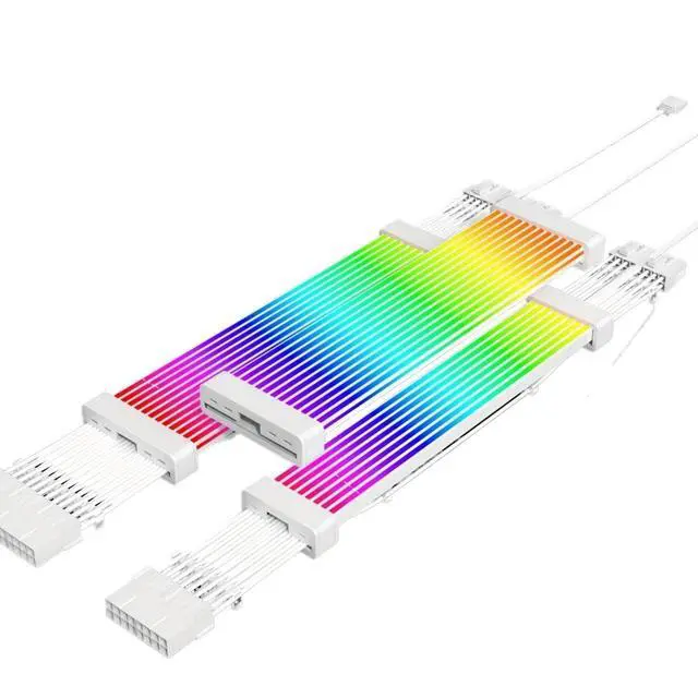 Alt view image 3 of 5 - KUNSR ARGB Power Extension Cable Kit 24 Pin ATX 3 * 8PIN 2 * 8PIN GPU Cable 5V 3Pin Synchronized PSU Cable with L*/ED Diffused Soft Tube(2x8 PIN)