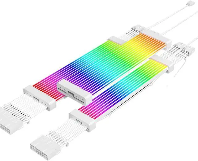 Alt view image 2 of 6 - KUNSR ARGB PSU Power Extension Cable L*/ED Light Strip 24PIN Motherboard Power Extension Cable Flexible Light DIY Kit(24 PIN and 2x8 PIN)