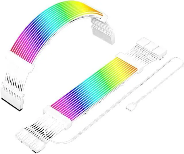 Alt view image 4 of 6 - KUNSR ARGB PSU Power Extension Cable L*/ED Light Strip 24PIN Motherboard Power Extension Cable Flexible Light DIY Kit(24 PIN and 2x8 PIN)