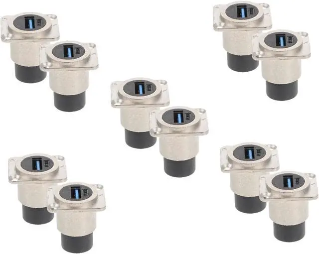 Main image of 10pcs USB Panel Mount Connector Pass Through Coupler Industrial Grade Adapter