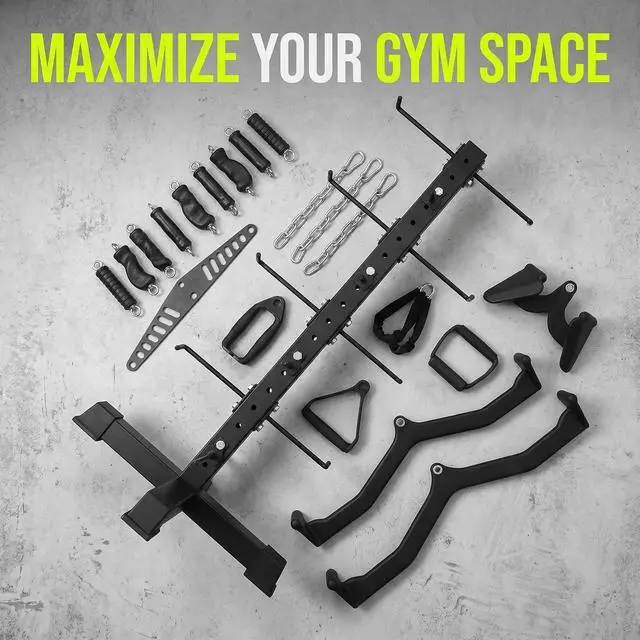 Alt view image 2 of 7 - Cable Attachments Rack for Gym Accessories, Lat Pull Down Bar Organizer with Hooks, Home Gym Storage Rack for LAT Pulldown Attachments