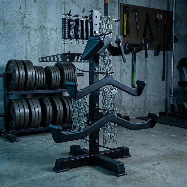 Alt view image 6 of 7 - Cable Attachments Rack for Gym Accessories, Lat Pull Down Bar Organizer with Hooks, Home Gym Storage Rack for LAT Pulldown Attachments