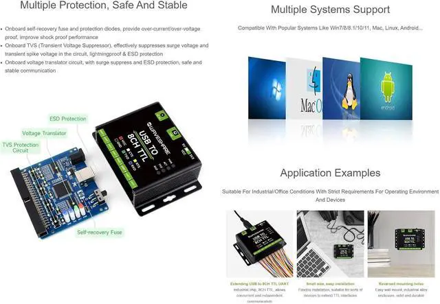 Alt view image 6 of 7 - Industrial USB to 8CH TTL Converter, USB to UART, Multi Protection Circuits, Multi Systems Support, USB to TTL Adapter (USB to 8CH TTL)