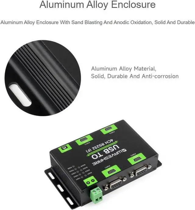 Alt view image 5 of 6 - TUOPUONE Industrial Isolated USB to 4-Ch RS232 Converter, USB to Serial Adapter, Original FT4232HL Chip, Mac/Linux/Android/Windows Multi-OS Compatible, RS232 Female Port (USB to 4CH RS232 (F))