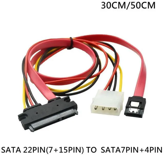 Alt view image 2 of 4 - Cable SATA 22pin 7+15pin Female to SATA 7Pin Female with IDE 4Pin Power Computer Cable Cord 50cm for 2.5 3.5 HDD(0.3M)