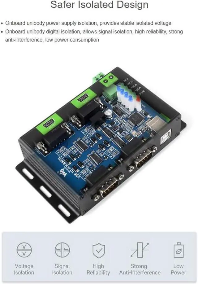 Alt view image 6 of 7 - Industrial Isolated USB to 4-Ch RS232 Converter USB to Serial Adapter with Original FT4232HL Chip High-Speed&Stable Communication, Compatible with Mac/Linux/Android/Windows (RS232 Male Port)