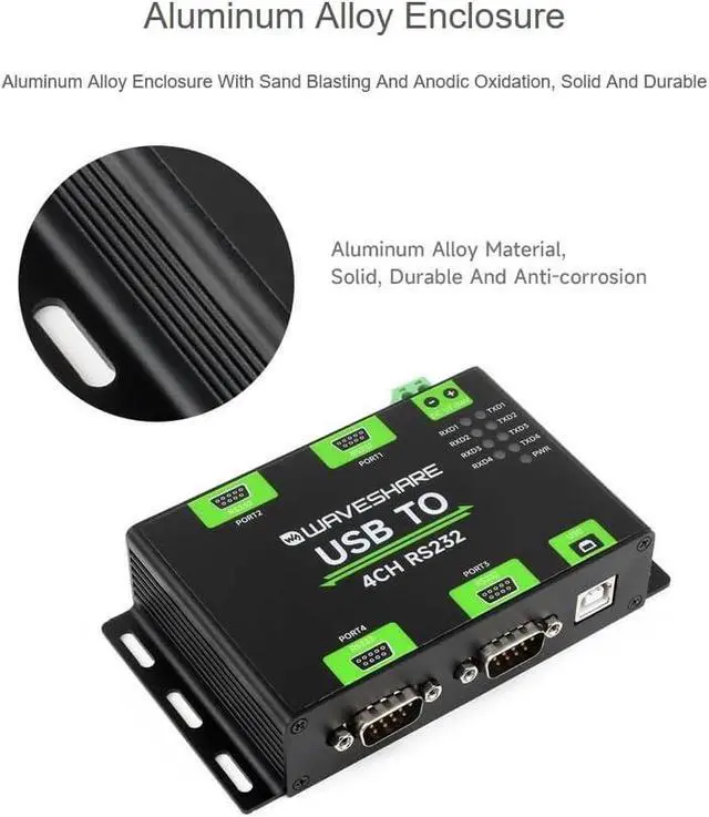 Alt view image 5 of 7 - Industrial Isolated USB to 4-Ch RS232 Converter USB to Serial Adapter with Original FT4232HL Chip High-Speed&Stable Communication, Compatible with Mac/Linux/Android/Windows (RS232 Male Port)
