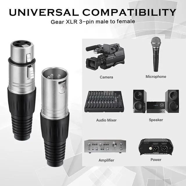 Alt view image 6 of 6 - Zhengmy 60 Pcs 3 Pin XLR Solder Type Connector Cable Connector Microphone Audio Socket Accessories Made of Zinc Alloy for Microphone