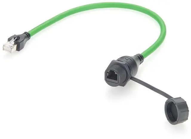 Main image of Profinet RJ45 Male to Female Extension Cable Flush Panel Mount 10Gbps Cat6A Ethernet LAN Network Cord IP67 Waterproof Shielded for GigE Vision, Industrial Camera, 3D Imaging (0.3M/0.98FT)