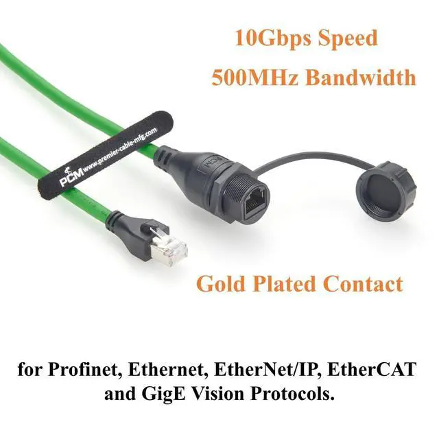 Alt view image 4 of 7 - Profinet RJ45 Male to Female Extension Cable Flush Panel Mount 10Gbps Cat6A Ethernet LAN Network Cord IP67 Waterproof Shielded for GigE Vision, Industrial Camera, 3D Imaging (0.3M/0.98FT)