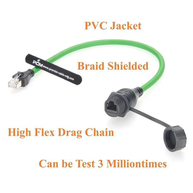 Alt view image 5 of 7 - Profinet RJ45 Male to Female Extension Cable Flush Panel Mount 10Gbps Cat6A Ethernet LAN Network Cord IP67 Waterproof Shielded for GigE Vision, Industrial Camera, 3D Imaging (0.3M/0.98FT)