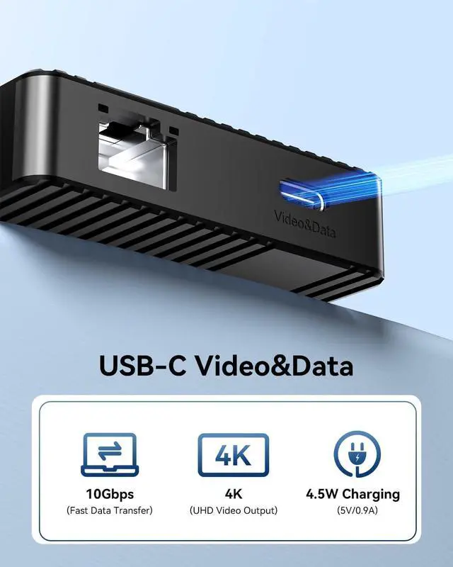 Alt view image 3 of 7 - ANYOYO USB C Docking Station, 14 in 1 USB Hub for 3 Monitors, Dual 4K@60Hz HDMI & USB-C Video, 4xUSB-C(10Gbps),3X USB-A, Ethernet, SD/TF& 3.5mm Audio Multiport Adapter for Lenovo/Dell/HP (Black)