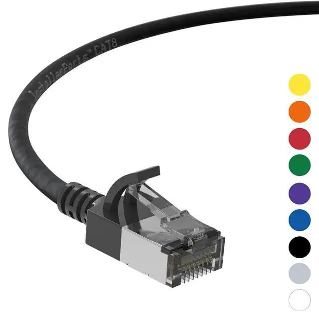 Alt view image 5 of 5 - InstallerParts (10 Pack Ethernet Cable CAT8 Cable 2 FT - Black - FTP Professional Series - Super Slim 40Gigabits/Sec Network/High Speed Internet Cable for Router, Server, Gaming/2000 MHz, 30AWG