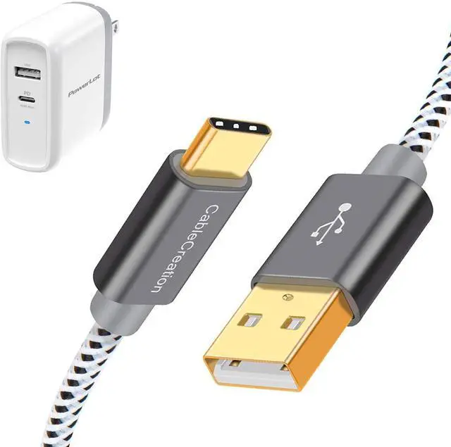 Main image of Bundle-2 Items: USB Type C Fast Charging Cable 4 Ft + 68W 2 Port GaN PD & QC USB-C Power Adapter USB C Charger