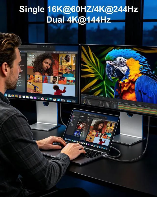 Alt view image 2 of 7 - USB 4 for Thunderbolt 5 Cable 6.6FT, 80Gbps Bandwidth USB C Cable, 240W Charging, 16K/Dual 8K, Compatible with Thunderbolt 4/3, USB C Monitors, Hubs, Docks, MacBook, iPhone 17/16