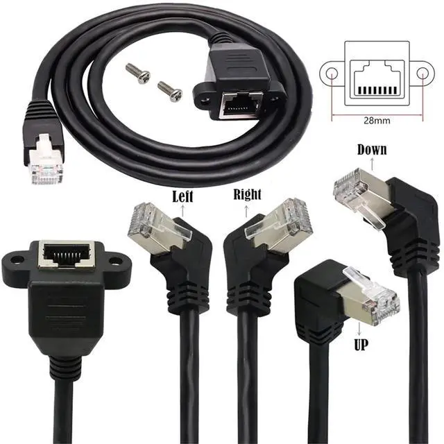 Alt view image 3 of 3 - Ethernet Network Extension Cable 3M 5M 1FT 30cm up Down Right Left Angled 90 Degree 8P8C FTP STP UTP Cat5 RJ45 with Screw LAN(0.6m,Left Angled)