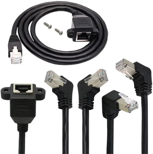 Alt view image 2 of 3 - Ethernet Network Extension Cable 3M 5M 1FT 30cm up Down Right Left Angled 90 Degree 8P8C FTP STP UTP Cat5 RJ45 with Screw LAN(0.6m,Left Angled)