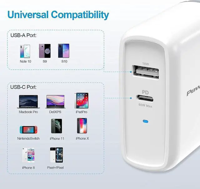 Alt view image 6 of 7 - Bundle-2 Items: USB Type C Fast Charging Cable 4 Ft + 68W 2 Port GaN PD & QC USB-C Power Adapter USB C Charger