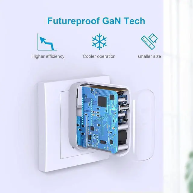 Alt view image 7 of 7 - Bundle-2 Items: USB Type C Fast Charging Cable 4 Ft + 68W 2 Port GaN PD & QC USB-C Power Adapter USB C Charger