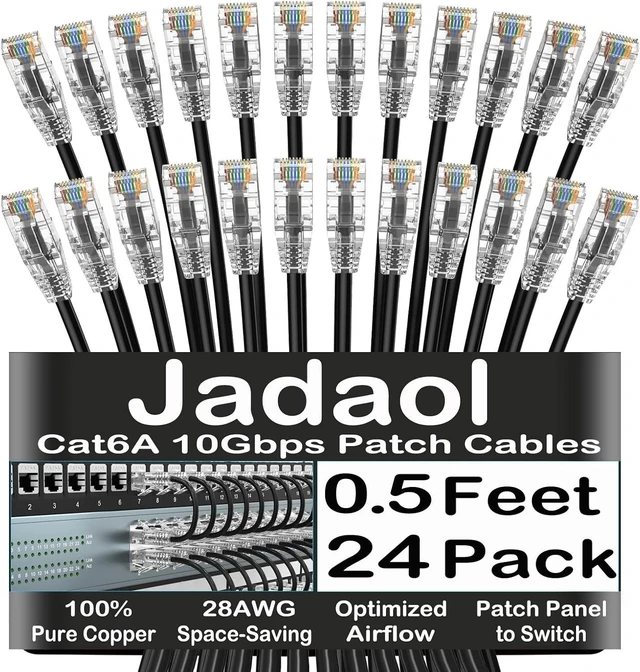 Main image of Cat6A 0.5ft 24-Pack Patch Cables