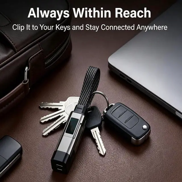 Alt view image 2 of 7 - 4-in-1 Digital Display Keychain Charging Cable, 4 in 1 Smart Display Keychain Cable, Portable USB Fast Charging Data Cord for Phone, Tablet, Laptop & Travel (Black 4)