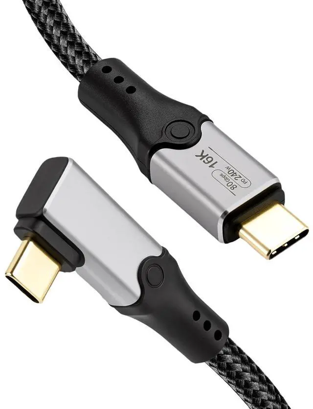 Main image of aceyoon 240W Short 90 Degree 1FT Data Cable USB 5.0 80Gbps Data Transfer Single Right Angle Flat Cord 16K@60Hz Support Thunderbolt 5 USB C Fast Charging Cables for Smartphone/Laptop/SSD