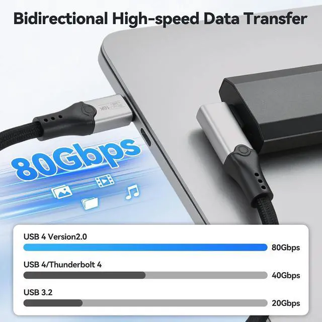 Alt view image 3 of 7 - aceyoon 240W Short 90 Degree 1FT Data Cable USB 5.0 80Gbps Data Transfer Single Right Angle Flat Cord 16K@60Hz Support Thunderbolt 5 USB C Fast Charging Cables for Smartphone/Laptop/SSD