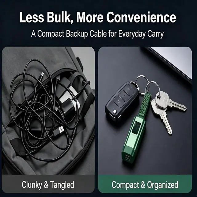Alt view image 5 of 7 - 4-in-1 Digital Display Keychain Charging Cable, 4 in 1 Smart Display Keychain Cable, Portable USB Fast Charging Data Cord for Phone, Tablet, Laptop & Travel (Black 4)