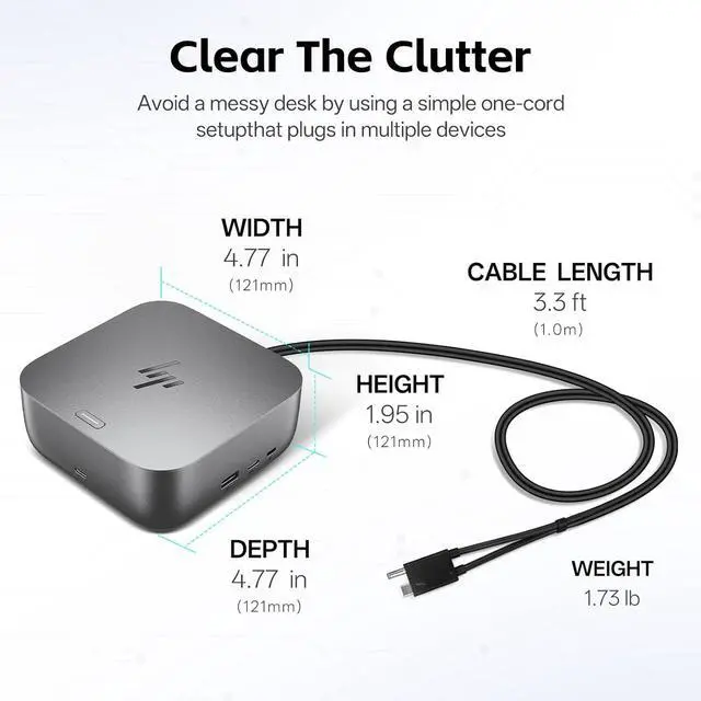Alt view image 5 of 7 - HP Docking Station for Laptop Dual Monitor and Charging Bundle - HP Thunderbolt 4 Ultra 180W G6 Dock with 180W AC Adapter, HDMI & DP Cable & USB-C Cable