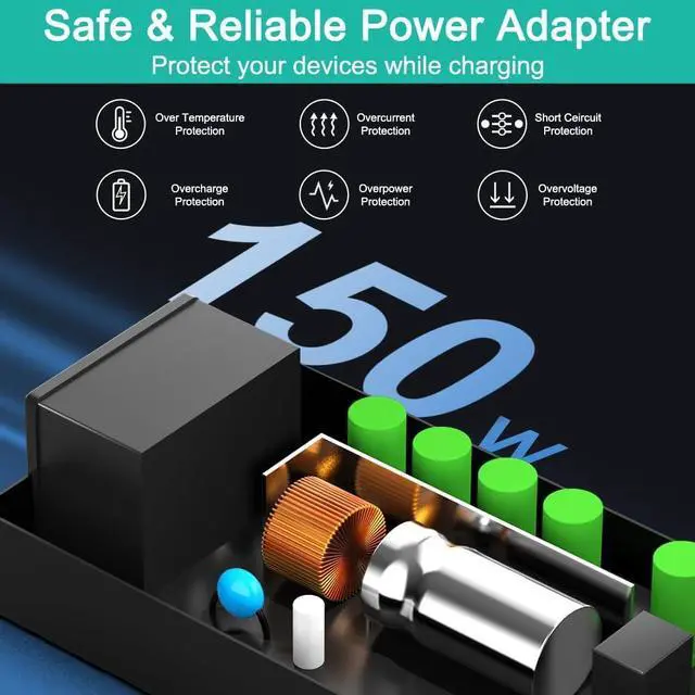 Alt view image 3 of 7 - HKY 20V 150W 120W AC DC Adapter for TobenONE Laptop Docking Station 16-in-1/18-in-1 DC1501A UDS046 Replacement Power Supply Model: DC1501A / FY1352006000 Power Cord Charger Plug