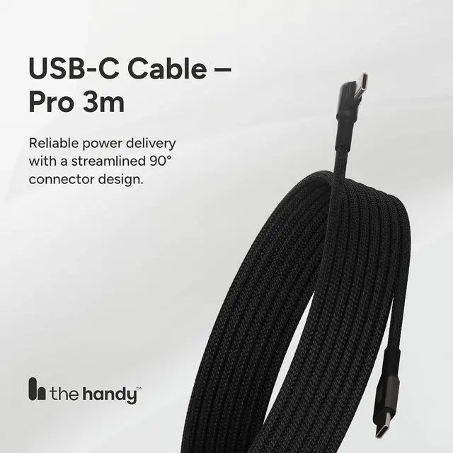 Alt view image 2 of 7 - The Handy USB-C Cable - Pro Magnetic Self-Coiling Right-Angle USB-C Charging Cable with High-Speed Power Delivery, Tangle-Free Fast Charging Cable Compatible with The Handy Devices, 3m