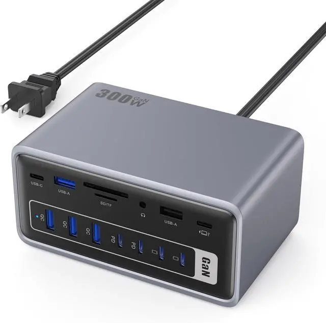 Main image of 20-in-1 USB Docking Station,300W Charging Station,Triple Display USB-C Hub with 2x4K HDMI,DP,VGA,Ethernet,7 USB-A/C Ports,5Gbps USB-A/C Ports,SD/TF,Audio,100W PD Fast Laptop Charger for Windows/macOS