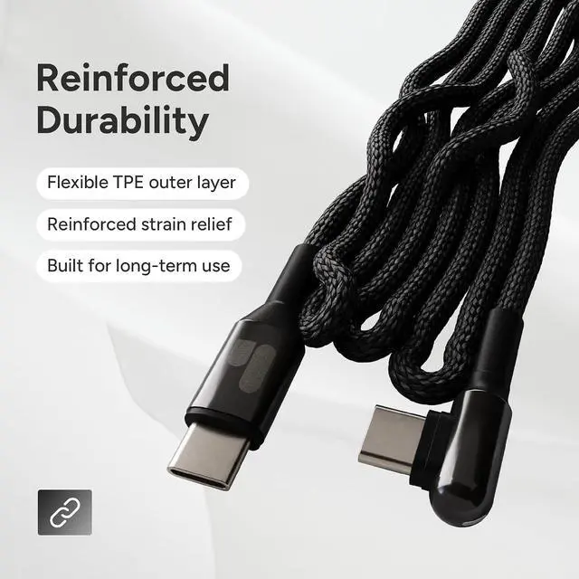 Alt view image 5 of 7 - The Handy USB-C Cable - Pro Magnetic Self-Coiling Right-Angle USB-C Charging Cable with High-Speed Power Delivery, Tangle-Free Fast Charging Cable Compatible with The Handy Devices, 1.5m