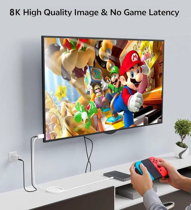 Alt view image 6 of 7 - Apple USB-C to HDMI Cable 8K@60Hz for iPhone 17 16 15 Series, 6FT Nylon-Braided High-Speed Type C to HDMI 2.1 Cord with 100W PD Charging Port for MacBook Pro/Air, iPad Pro, iMac, Galaxy S26 S25