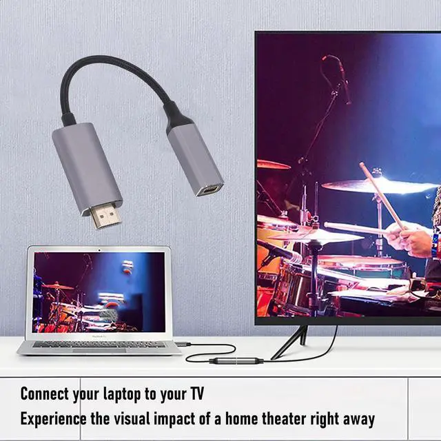 Alt view image 2 of 7 - HDMI to Mini DisplayPort Cable, Aluminum Alloy Shell 1080P 60Hz Unidirectional HD Adapter Cord, Male HDMI to Mini DP Female with USB Power