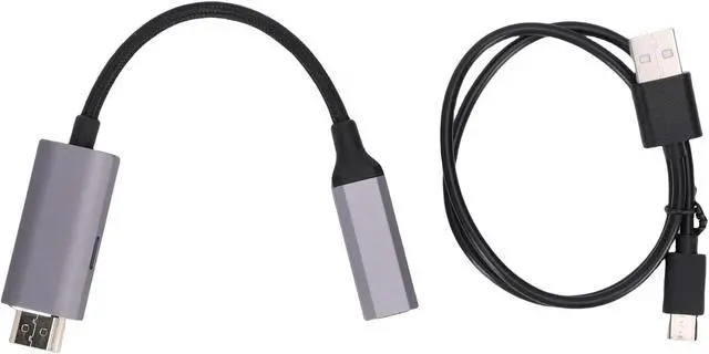 Alt view image 7 of 7 - HDMI to Mini DisplayPort Cable, Aluminum Alloy Shell 1080P 60Hz Unidirectional HD Adapter Cord, Male HDMI to Mini DP Female with USB Power