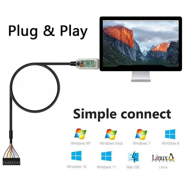 Alt view image 4 of 7 - C232HD-EDHSP-0 USB2.0 Hi-Speed USB to UART Serial Cables 5.0V FT232H Chip Pitch 2.54MM 10P Headers Compatible with Windows 11 10 8 7 Linux MAC OS(1.8M)
