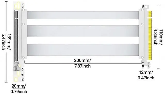 Alt view image 3 of 3 - PCIe 5.0 X16 Riser Cable - 90° GPU Extension for RTX 5090/4090 & RX 7900 XTX, Mining Rig, WRX80/TRX40, 15cm/18cm/20cm/30cm