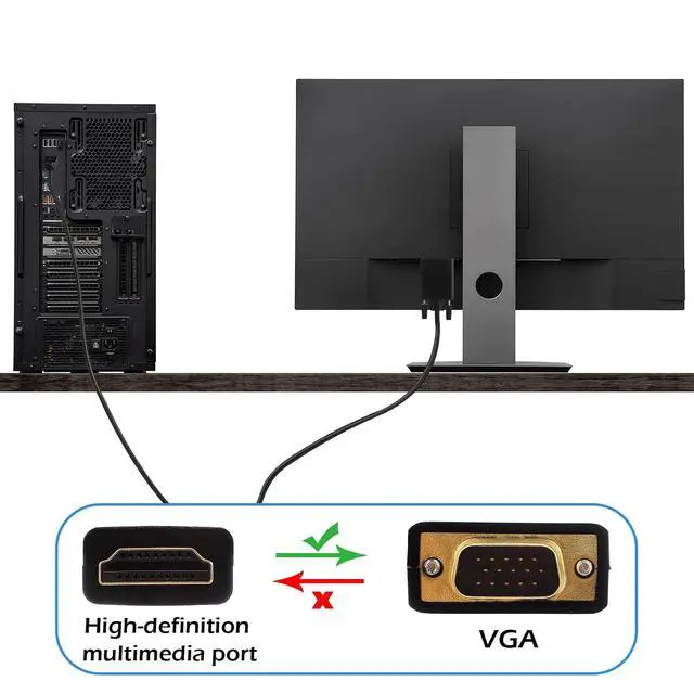 Alt view image 4 of 7 - 10 Pack HDMI to VGA Cable 10 Feet Uni-Directional (Male to Male) Gold-Plated HDMI to VGA Adapter for Monitor Computer Laptop Desktop PC HDTV Projector