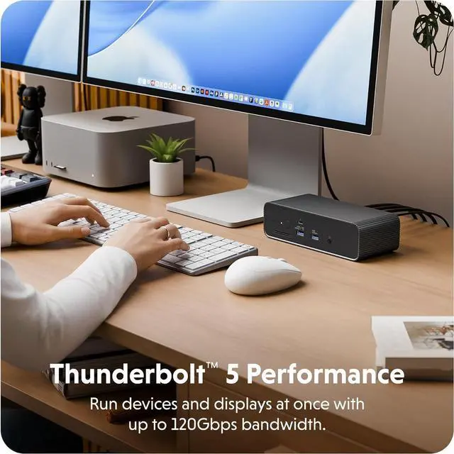 Alt view image 2 of 7 - HyperDrive Next Thunderbolt 5 Dock with SSD Enclosure 120Gbps Computer Docking Station with Triple 4K Display, Thunderbolt Share, M.2 PCIe Gen4 Slot, AI Module Support, USB-A, 2.5G Ethernet