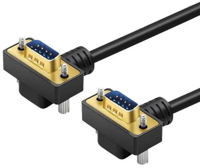 Main image of DB9 Male to Male RS232 Serial Cable, Dual Right-Angle 90 Degree 9-Pin COM Port Extension for PC, Industrial, CNC and POS Systems (Gold Plated, 10 Meter)