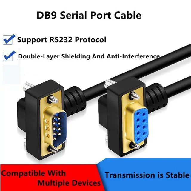 Alt view image 7 of 7 - DB9 Male to Male RS232 Serial Cable, Dual Right-Angle 90 Degree 9-Pin COM Port Extension for PC, Industrial, CNC and POS Systems (Gold Plated, 10 Meter)