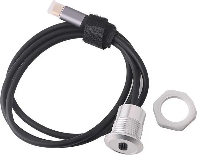 Alt view image 3 of 5 - USB USBC Type C Typec Female to Female F-F Panel Mount Extention Round Metal Adapter