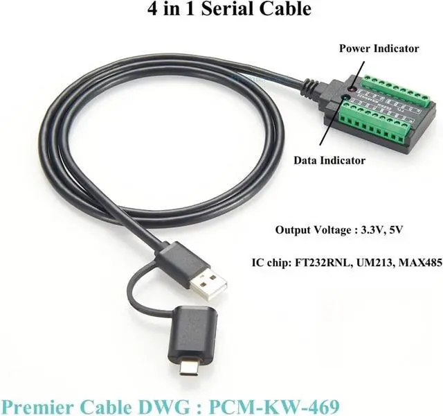 Alt view image 3 of 5 - USB to RS232 RS485 RS422 TTL Interface Cable 4 in 1 Serial Cable USB to TTL USB to RS485 USB to RS232 USB to RS422