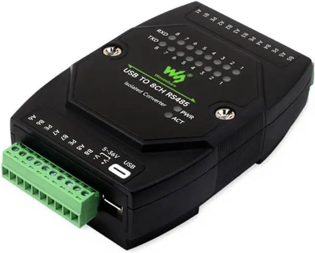Main image of Industrial Grade USB to 8CH RS485 Isolation Converter, USB to RS485 Adapter, Multi System Compatibility 35mm Standard Rail and Stacked Installation, Wall-Mount and Rail-Mount Support