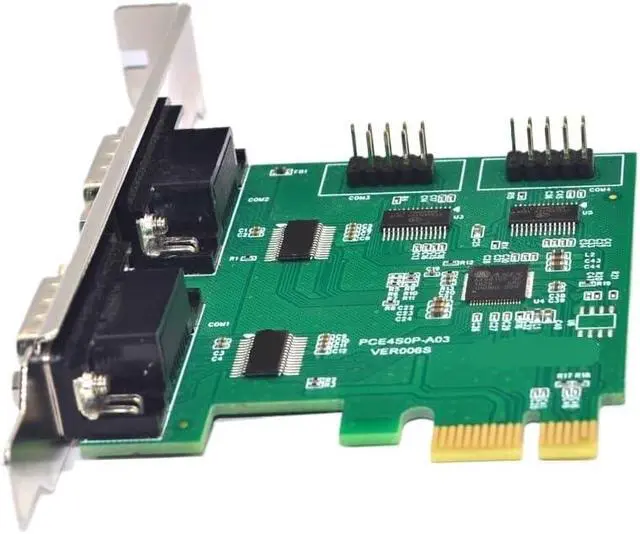 Alt view image 6 of 6 - 4 Port Serial PCI Expansion Card RS232 9 Pin PCIE Riser Converter Adapter