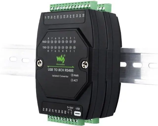 Alt view image 5 of 6 - Industrial Grade USB to 8CH RS485 Isolation Converter, USB to RS485 Adapter, Multi System Compatibility 35mm Standard Rail and Stacked Installation, Wall-Mount and Rail-Mount Support