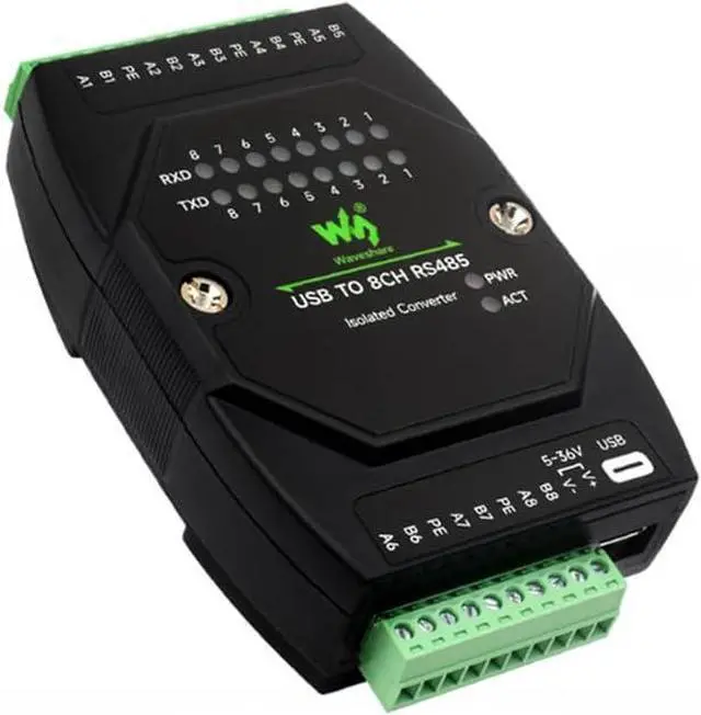 Alt view image 6 of 6 - Industrial Grade USB to 8CH RS485 Isolation Converter, USB to RS485 Adapter, Multi System Compatibility 35mm Standard Rail and Stacked Installation, Wall-Mount and Rail-Mount Support